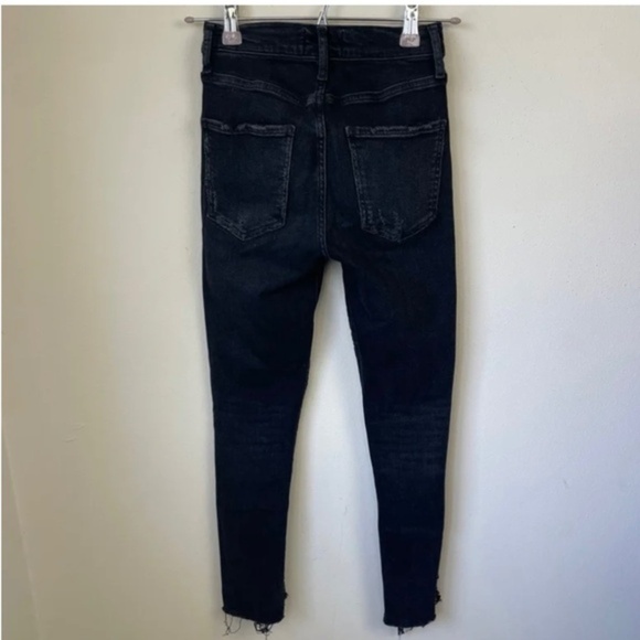 Agolde Sophie High Rise Skinny Crop Temple Washed Black Distressed Jeans - Picture 5 of 11